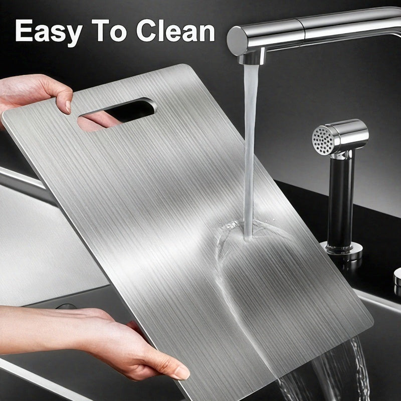 1pc Durable Commercial & Household Cutting Board - Non-Slip Base, Easy to Clean with Handle - Corrosion-Resistant Stainless Steel Material, Suitable for Meat, Vegetables, and Fruits - Dishwasher Safe, Portable Indoor/Outdoor