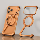 This Minimalist Phone Case Is Compatible with The Apple 17 Pro/17 Pro Max, Featuring a 360° Rotating Stand with an Aluminum Metal Frameless Design And Z-Shaped Bumper, Offering Shockproof Protection (Available in Black And T