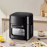 15L Black Multifunctional Digital Air Fryer Oven with Rapid Air Circulation & Smart Touch & Visible Window, Adjustable Timer & Temperature Control for Healthy Oil Free & Low Fat Cooking, Nonstick Basket, Chicken, Crisps, Broi