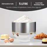 SUPERLEX 3-in-1 Stand Mixer 5L 1300W 8-Speed Kitchen Machine with Pulse, Stainless Steel Dough Hook Whisk & Eggbeater Attachments, Energy Class A+++ for Baking Cakes Bread, Black, Baking Essentials, Ergonomic Handle, Reliable
