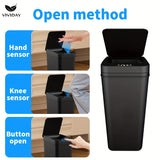 Smart Trash Can, Small Bin with Lid for Home Use, 10L Capacity, Suitable for Bedroom, Bathroom, Office, Living Room, Battery-Free, Smart Sensor Trash Bin, Electric Suction Automatic Waste Bin for Bathroom and Living Room