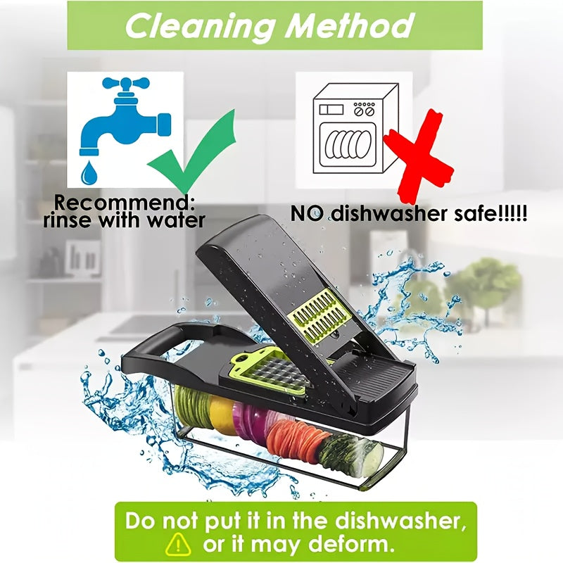 16-In-1 Kitchen Tool For Preparing Salads, Fruits, And Vegetables, Including A Peeler, Cutter, Slicer, Dicer, And Chopper