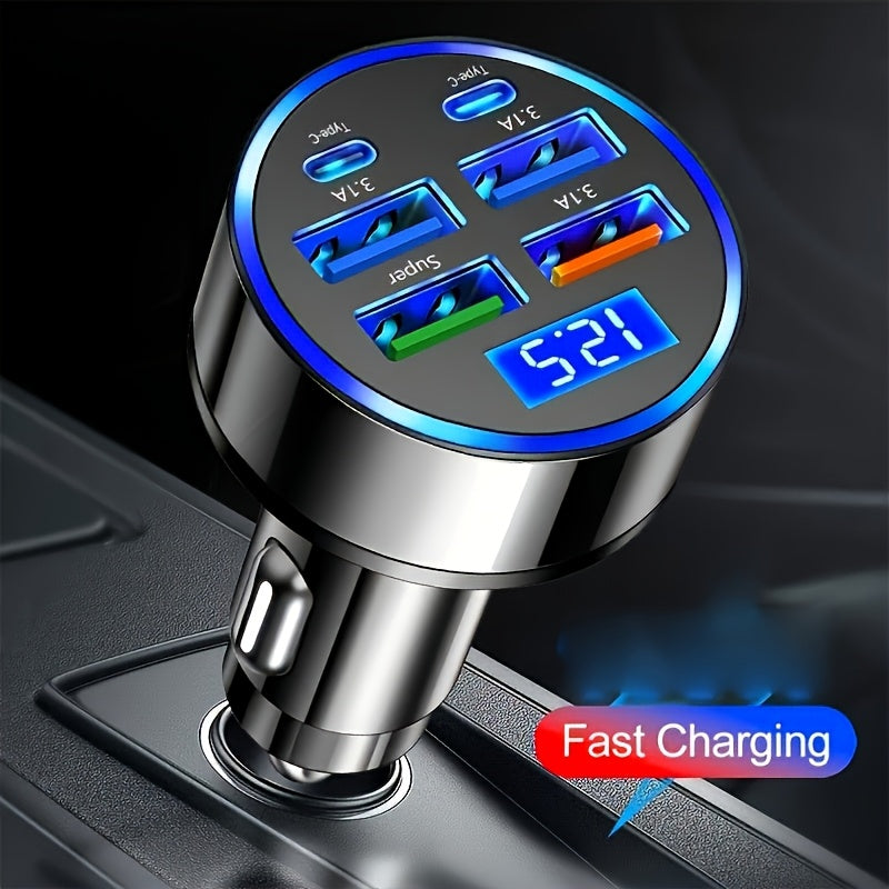 2PD 4USB Car Charger with Fast Charging PD QC3.0, 30 Minutes Full 60% - Universal, Stable and Fast Charging, Suitable for Various Devices, Car Mobile Phone Charger, Car Charging Station | Modern Charging Station | Durable Cha
