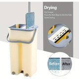 Mop and Bucket Set Floor Mop and Bucket System Set, 360° Flat Squeeze Microfiber Mop Home Floor Tiles Cleaning with 4 Wet Dry Cleaning Buckets for Floor Cleaning