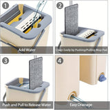 Mop and Bucket Set Floor Mop and Bucket System Set, 360° Flat Squeeze Microfiber Mop Home Floor Tiles Cleaning with 4 Wet Dry Cleaning Buckets for Floor Cleaning