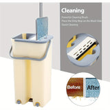 Mop and Bucket Set Floor Mop and Bucket System Set, 360° Flat Squeeze Microfiber Mop Home Floor Tiles Cleaning with 4 Wet Dry Cleaning Buckets for Floor Cleaning