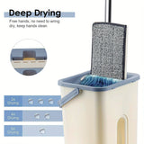 Mop and Bucket Set Floor Mop and Bucket System Set, 360° Flat Squeeze Microfiber Mop Home Floor Tiles Cleaning with 4 Wet Dry Cleaning Buckets for Floor Cleaning