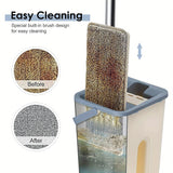 Mop and Bucket Set Floor Mop and Bucket System Set, 360° Flat Squeeze Microfiber Mop Home Floor Tiles Cleaning with 4 Wet Dry Cleaning Buckets for Floor Cleaning