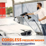 Cordless Portable Pressure Washer with 2 Batteries, 3000PSI Cordless Power Washer, 24V Battery Jet Wash for Car Garden Home Patio Driveways, 16.5ft Hose Included