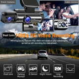Dual Lens Car Dash Cam with Front & Cabin View, 1080P HD Front & 720P HD Rear, Night Vision, Loop Recording, G-Sensor, Motion Detection, 64GB Memory Card Option, Rechargeable Battery, Adhesive Mount for Universal Vehicle Comp