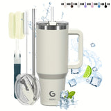 40oz BIGRD Stainless Steel Vacuum Insulated Tumbler with Double-Lid Design, Non-Slip Base, Dual Silicone Nozzles, and Handle - Leak-Proof Travel Mug for Hot & Cold Drinks, Ideal for Sports and Daily Us