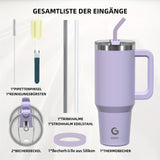 40oz BIGRD Stainless Steel Vacuum Insulated Tumbler with Double-Lid Design, Non-Slip Base, Dual Silicone Nozzles, and Handle - Leak-Proof Travel Mug for Hot & Cold Drinks, Ideal for Sports and Daily Us