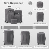 5pcs Luggage with Corner Protectors, 12/ 16/ 20/ 24/ 28-Inch, Durable Hard Shell, 360 Spinner Wheels, Multifunctional Large Capacity, Lightweight Travel Suitcase