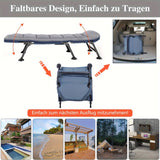 5-Way Adjustable Folding Camp Bed with Pillow & Mattress - Heavy-Duty Portable Outdoor Bed with Sturdy Frame, Manual Recliner Mechanism & Solid Backrest for Indoor/Outdoor Use, Camping, Beach, Garden, Balcony - Space-Saving D