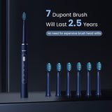SEJOY Sonic Electric Toothbrush Rechargeable Electric Toothbrush, Deep Cleaning with 3 Modes, 6 Replacement Brush Heads, Portable, Suitable for Travel, Dormitory, Gift, Black, Pink, Blue, Purple, Gift for Parents, Couples