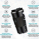 Stainless Steel Vacuum Insulated Travel Mug, Leak-Proof Design, Double-Walled with Lid, Portable Thermal Sports Water Bottle, Suitable for Fitness, Car Use, Essential for Christmas and Halloween