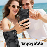 This Minimalist Phone Case Is Compatible with The Apple 17 Pro/17 Pro Max, Featuring a 360° Rotating Stand with an Aluminum Metal Frameless Design And Z-Shaped Bumper, Offering Shockproof Protection (Available in Black And T