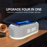 Desktop Clock Alarm Clock Wireless Charging Night Light Table Lamp Thermometer Mobile Phone Three-in-One Wireless Charger