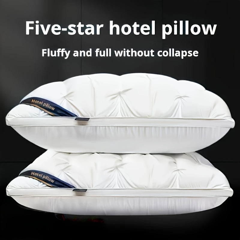 2025 NEW 1/2 Pack Hotel Quality Pillows, Supportive Filled Pillows, Sleep Pillows, Five-star Hotel Pillow Hotel Water-washed Home Adult Bed Pillow Core Dormitory Cervical Spine Fiber Pillow Core - Neck Support, Non-Collapse H