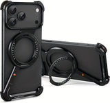 This Minimalist Phone Case Is Compatible with The Apple 17 Pro/17 Pro Max, Featuring a 360° Rotating Stand with an Aluminum Metal Frameless Design And Z-Shaped Bumper, Offering Shockproof Protection (Available in Black And T