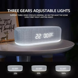 Desktop Clock Alarm Clock Wireless Charging Night Light Table Lamp Thermometer Mobile Phone Three-in-One Wireless Charger