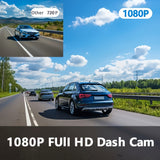 Dual Lens Car Dash Cam with Front & Cabin View, 1080P HD Front & 720P HD Rear, Night Vision, Loop Recording, G-Sensor, Motion Detection, 64GB Memory Card Option, Rechargeable Battery, Adhesive Mount for Universal Vehicle Comp