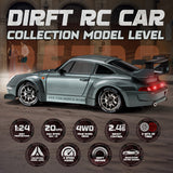 RC Drift Racing 1:24 Scale RC Car, 2.4G Remote Control Car, 20+Km/H High Speed Racing Car, Drift Car, with Drift Tires, Obstacles And Lights, Suitable for Christmas, Highspeed Rc Car, Drift Racing Car, Sleek Rc Car, Sporty De