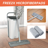 Mop and Bucket Set Floor Mop and Bucket System Set, 360° Flat Squeeze Microfiber Mop Home Floor Tiles Cleaning with 4 Wet Dry Cleaning Buckets for Floor Cleaning