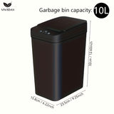 Smart Trash Can, Small Bin with Lid for Home Use, 10L Capacity, Suitable for Bedroom, Bathroom, Office, Living Room, Battery-Free, Smart Sensor Trash Bin, Electric Suction Automatic Waste Bin for Bathroom and Living Room