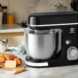 SUPERLEX 3-in-1 Stand Mixer 5L 1300W 8-Speed Kitchen Machine with Pulse, Stainless Steel Dough Hook Whisk & Eggbeater Attachments, Energy Class A+++ for Baking Cakes Bread, Black, Baking Essentials, Ergonomic Handle, Reliable