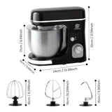 SUPERLEX 3-in-1 Stand Mixer 5L 1300W 8-Speed Kitchen Machine with Pulse, Stainless Steel Dough Hook Whisk & Eggbeater Attachments, Energy Class A+++ for Baking Cakes Bread, Black, Baking Essentials, Ergonomic Handle, Reliable
