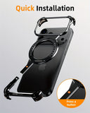 This Minimalist Phone Case Is Compatible with The Apple 17 Pro/17 Pro Max, Featuring a 360° Rotating Stand with an Aluminum Metal Frameless Design And Z-Shaped Bumper, Offering Shockproof Protection (Available in Black And T