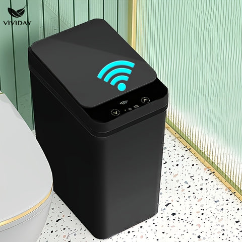 Smart Trash Can, Small Bin with Lid for Home Use, 10L Capacity, Suitable for Bedroom, Bathroom, Office, Living Room, Battery-Free, Smart Sensor Trash Bin, Electric Suction Automatic Waste Bin for Bathroom and Living Room
