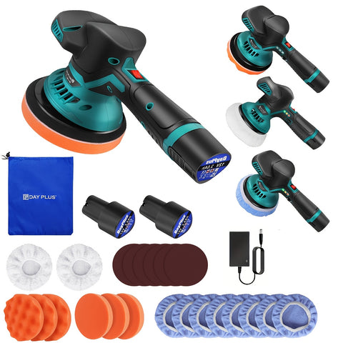Cordless Car Polisher Buffer Sander Rotary Polishing Machine Car Buffers And Polishers Kit Cordless Car Buffer Polisher With 2 Batteries, 8 Variable Speed, 22pcs Attachments Polisher Kit For Car Boat Floor Motorcycles DIY Det