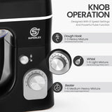 SUPERLEX 3-in-1 Stand Mixer 5L 1300W 8-Speed Kitchen Machine with Pulse, Stainless Steel Dough Hook Whisk & Eggbeater Attachments, Energy Class A+++ for Baking Cakes Bread, Black, Baking Essentials, Ergonomic Handle, Reliable