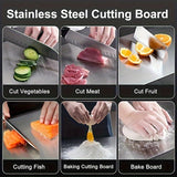 1pc Durable Commercial & Household Cutting Board - Non-Slip Base, Easy to Clean with Handle - Corrosion-Resistant Stainless Steel Material, Suitable for Meat, Vegetables, and Fruits - Dishwasher Safe, Portable Indoor/Outdoor