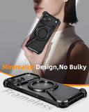 This Minimalist Phone Case Is Compatible with The Apple 17 Pro/17 Pro Max, Featuring a 360° Rotating Stand with an Aluminum Metal Frameless Design And Z-Shaped Bumper, Offering Shockproof Protection (Available in Black And T