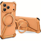 This Minimalist Phone Case Is Compatible with The Apple 17 Pro/17 Pro Max, Featuring a 360° Rotating Stand with an Aluminum Metal Frameless Design And Z-Shaped Bumper, Offering Shockproof Protection (Available in Black And T