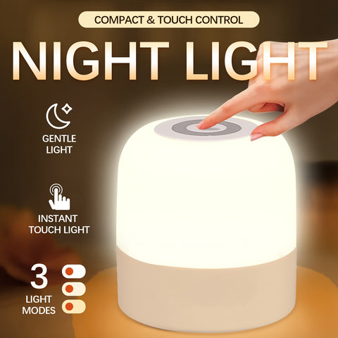 Portable LED Touch Table Lamp, USB-C Rechargeable with Adjustable Brightness 30%-100% and 3 Color Modes (Warm/Cool/Natural/Cool) - 1-Month Battery Life, Silent Touch Control, Flicker-Free, Suitable for Bedroom, Camping