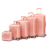5pcs Luggage with Corner Protectors, 12/ 16/ 20/ 24/ 28-Inch, Durable Hard Shell, 360 Spinner Wheels, Multifunctional Large Capacity, Lightweight Travel Suitcase