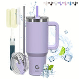 40oz BIGRD Stainless Steel Vacuum Insulated Tumbler with Double-Lid Design, Non-Slip Base, Dual Silicone Nozzles, and Handle - Leak-Proof Travel Mug for Hot & Cold Drinks, Ideal for Sports and Daily Us