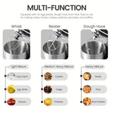 SUPERLEX 3-in-1 Stand Mixer 5L 1300W 8-Speed Kitchen Machine with Pulse, Stainless Steel Dough Hook Whisk & Eggbeater Attachments, Energy Class A+++ for Baking Cakes Bread, Black, Baking Essentials, Ergonomic Handle, Reliable