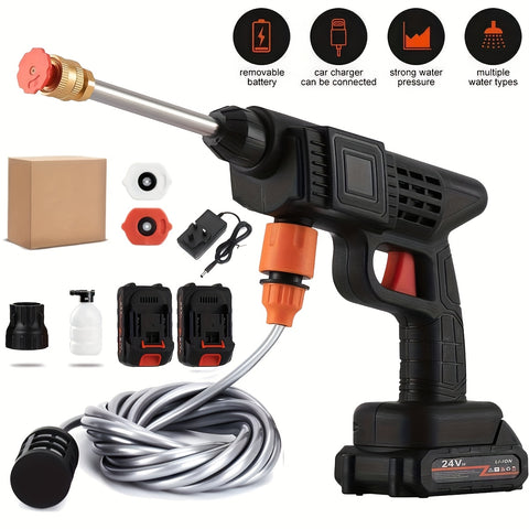 Cordless Portable Pressure Washer with 2 Batteries, 3000PSI Cordless Power Washer, 24V Battery Jet Wash for Car Garden Home Patio Driveways, 16.5ft Hose Included