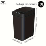 Smart Trash Can, Small Bin with Lid for Home Use, 10L Capacity, Suitable for Bedroom, Bathroom, Office, Living Room, Battery-Free, Smart Sensor Trash Bin, Electric Suction Automatic Waste Bin for Bathroom and Living Room