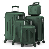 5pcs Luggage with Corner Protectors, 12/ 16/ 20/ 24/ 28-Inch, Durable Hard Shell, 360 Spinner Wheels, Multifunctional Large Capacity, Lightweight Travel Suitcase
