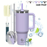 40oz BIGRD Stainless Steel Vacuum Insulated Tumbler with Double-Lid Design, Non-Slip Base, Dual Silicone Nozzles, and Handle - Leak-Proof Travel Mug for Hot & Cold Drinks, Ideal for Sports and Daily Us