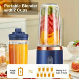 Portable 2-in-1 Blender and Juicer | 6 Blades, USB Rechargeable, Dual Cups - Perfect for Smoothies, Milkshakes & Iced Drinks - Ideal Gift for Valentine's Day, Thanksgiving, Halloween/Christmas, Mother’s Day