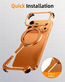 This Minimalist Phone Case Is Compatible with The Apple 17 Pro/17 Pro Max, Featuring a 360° Rotating Stand with an Aluminum Metal Frameless Design And Z-Shaped Bumper, Offering Shockproof Protection (Available in Black And T