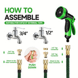 LOVFEN Expandable Flexible Garden Water Hose with 10 Function Spray Nozzle BLUE