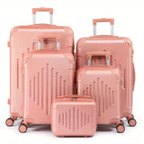 5pcs Luggage with Corner Protectors, 12/ 16/ 20/ 24/ 28-Inch, Durable Hard Shell, 360 Spinner Wheels, Multifunctional Large Capacity, Lightweight Travel Suitcase